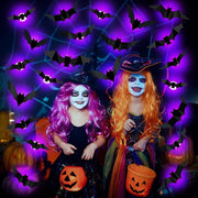 SpookyNest™ 3D Bat Wall Decor – Purple LED Halloween Night Light