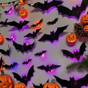 SpookyNest™ 3D Bat Wall Decor – Purple LED Halloween Night Light