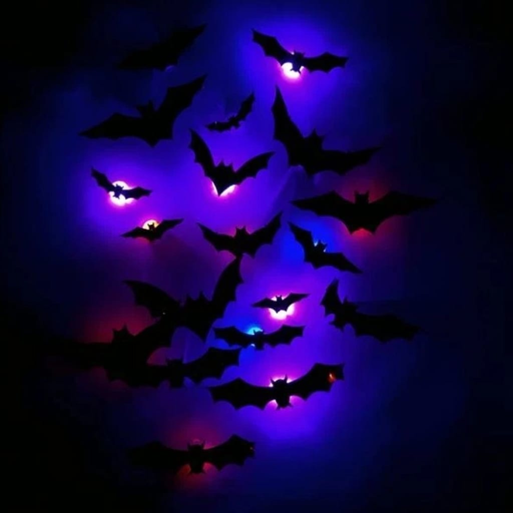SpookyNest™ 3D Bat Wall Decor – Purple LED Halloween Night Light