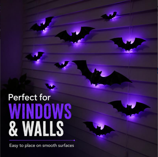 SpookyNest™ 3D Bat Wall Decor – Purple LED Halloween Night Light